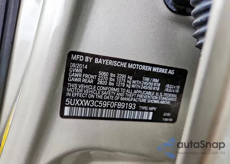 2015 BMW X4 xDrive28I z USA, uszkodzony, nr VIN 5UXXW3C59F0F89193